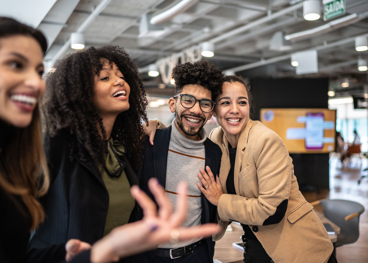 smiling group of latin men and women